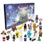 24-delad Minecraft Adventskalender med monterbara byggklossar - Jul- och Halloweenleksaker, Presentset med Minifigurer och Pussel 24PCS