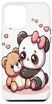 Coque pour iPhone 12 Pro Max Adorable panda et ours en peluche câlins style kawaii