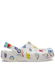 Crocs Kids Classic Doddle Print Clog - White, White, Size 12 Younger