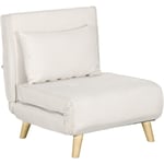 Fauteuil chauffeuse canapé-lit convertible 1 place - coussin inclus - style scandinave tissu beige clair