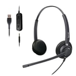 Cleyver - Casque Filaire USB et Jack 3,5 mm, Ultra Leger, Stereo, Micro antibruit, Touche Mute, Noir - ODHC65JUSB