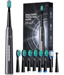 Electric Toothbrush, Sonic Toothbrushes with 8 Brush Heads 40000 VPM 5 Modes, Sonic Toothbrushes Fast Charge 4 Hours Last 30 Days, Rechargeable Electric Toothbrush for Adult Grey