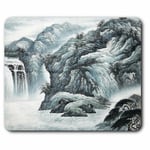 Computer Mouse Mat - Ink Painting Waterfall Landscape Office Gift #21718