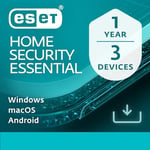 ESET HOME Security Essential | 3 Devices | 1 Year | Antivirus, Safe Banking & Browsing, Network Inspector, Webcam Protection included | Windows, MacOs & Android | Official UK Activation Code by email