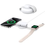 Anker MagGo Station de recharge sans fil 3-en-1 compatible MagSafe, chargeur induction certifié Qi2 MagGo 15 W, chargeur de voyage pliable, iPhone 16/15/14, AirPods,Apple Watch (chargeur USB-C inclus)