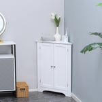 Slim White Corner Bathroom Floor Cabinet Freestanding Storage Unit Shelf Tidy