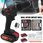 21V HANDHELD CORDLESS DRILL DRIVER SET LI-ION BATTERY ELECTRIC SCREWDRIVER COMBI