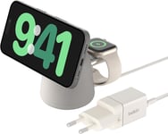 Boostcharge Pro Station De Charge 2-En-1 Avec Magsafe (Chargeur Sans Fil Avec Charge Rapide 15 W, Pour Tous Les Modèles De L'iphone 16, 15, 14, 13, 12, Les Airpods, Et Tout Appareil Magsafe)[L1250]