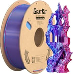 Soie Bicolore PLA Filament 1.75mm, FDM Filament Imprimante 3D, Précision Dimensionnelle +/- 0.03mm, 1KG Bobine (2.2 LBS), Silk Deux couleurs PLA Bleu Clair et Rose Rouge