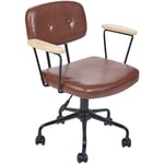 Fauteuil de Bureau Rétro Pivotant et Ajustable en Cuir PU Marron Algerita