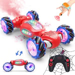 Dysaim Voiture Télécommandée Tout Terrain, 4WD Spider Voiture Télécommandée La Main, 2,4Ghz RC Car 360° Drift, avec Lumière,Pulvérisation, Cadeau Noël pour Garçons Filles 6 7 8 9 10 12 Ans, Rouge