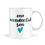 Tongue in Peach Birthday Mugs | One Wonderful Son Mug | for Him Graduation Graduate Driving Test from Mum and Dad Exams Passed Promotion | MBH1701