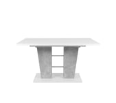 Table extensible L.140 à 180 cm LEXIE blanc et imitation béton