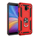 TiHen Coque Samsung Galaxy J6 Plus avec Aimant Anneau Support, 360° Double Couche Renforcée Défense Bumper Antichoc Armure Housse Etui avec Protection écran pour Samsung Galaxy J6 Plus, Rouge