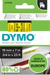 Dymo D1 etikettape, 19 mm, svart på gul