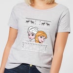 Disney Frozen Elsa and Anna Women's Christmas T-Shirt - Grey - XS