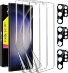 [3+3pièces] Protection Pour Samsung Galaxy S23 Ultra 5g 3 Pièces Tpu Protection Ecran 3 Pièces Vitre Verre Trempé Protection Camera Objectif Arriere Appareil Photo Coque Amical Acc[Ver222414]