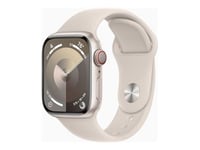 Apple Watch Series 9 (Gps + Cellular) - 41 Mm - Stjärnljusaluminium - Smart Klocka Med Sportband - Fluoroelastomer - Starlight - Bandstorlek: S/M - 64 Gb - Wi-Fi, Bluetooth, Uwb, Lte - 4G - 32.1 G