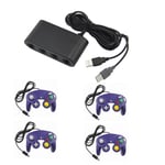 Adaptateur manette Gamecube sur Nintendo Wii U, Switch et PC + 4 manette Game cube Violet