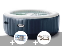 Kit spa gonflable Intex PureSpa Blue Navy rond Bulles 6 places + 6 filtres + Kit d'entretien