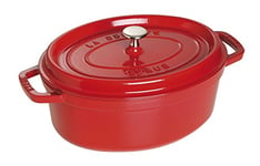 STAUB Cocotte en Fonte Émaillée avec Couvercle, Tous feux dont induction, 4 à 5 personnes, Ovale, 29 cm, 4,20 L, 6,3 kg, Cerise