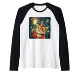 New Year Cheer with this Happy and Funny looking Cat Design Raglan Baseball Tee