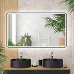 AURLANE Miroir Salle de Bain avec eclairage LED et Contour Noir - 120x70cm - GO Black LED