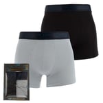 Ted Baker Mens 2 Pack of Modal Trunks in Black Silver - Black & Silver Cotton - Size Small