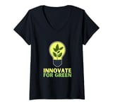 Womens Innovate For Green Eco Lightbulb Art Environmental V-Neck T-Shirt