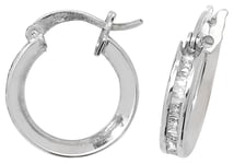 James Moore TH ER086W 9k White Gold Cubic Zirconia Set Hoop Jewellery