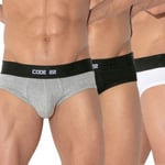 Code 22 Kalsonger 3P Essential Brief Flerfärgad bomull Medium Herr