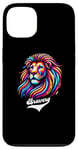 Coque pour iPhone 13 Lion coloré avec inscription « Bravery »