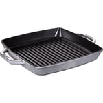 3272340018459 Staub Square Cast Iron Grill Pan with Two Handles - 33 cm, Graphit