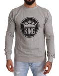 Dolce & Gabbana Pull Gris Couronne King Coton Pull IT46/US36/TAILLE S