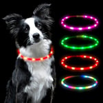 AUAUY Collier Lumineux Chien, Collier LED pour Animaux Rechargeable USB, Découpable Collier Imperméable Collier Chien Réglable pour Petits, Moyens et Grands Chat et Chien-Rouge