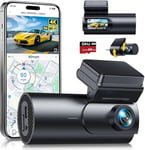 GKU 4K Dash Cam Front and Rear, 5GHz WiFi GPS, Dual Car Camera, 1.5” IPS Mini Dashcam for Cars with 64GB SD Card, 24H Parking Mode, Night Vision, WDR, 170° Wide Angle, G-Sensor, App Control, Max 256GB