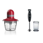 Bosch MMR08R1GB Mini Chopper, 400 W, 0.8 Litre - Red & CleverMixx MSM2610BGB Hand Blender, 600 W - Black & Anthracite