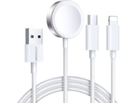 Joyroom Usb-Kabel 3-I-1 Joyroom-Kabel S-Iw008 Usb-A / Magnetisk Laddare, Usb-C, Lightning 1,2M Vit