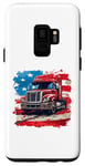 Coque pour Galaxy S9 Camion conducteur patriotique drapeau USA rouge blanc et bleu camions fourgon