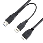 Câble D'Alimentation Y Double Usb 3.0 A Mâle Vers Micro Usb 3.0 Y Avec Alimentation Supplémentaire Pour Disque Dur Ssd