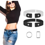 SMUJU 【2 Pièces】 Ceinture sans Boucle Dégagement Rapide, Ceinture Elastique Femme, Ceintures Femme Réglable, Ceinture Invisible pour Jeans Pantalon Robe, Avec 2 Anneaux en Métal