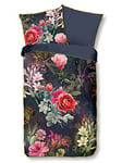 Descanso Simone Organic Cotton Satin Bed Linen with Floral Motif 155 x 220 cm + 1-80 x 80 cm Multi-Coloured