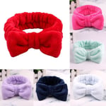 Women Coral Fleece Hair Bands Bow Wash Face Makeup Elastic Headb H Navy