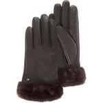 Gants Isotoner  Gants Femme cuir bord fourrure Marron