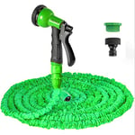 VENQI Expandable Garden Hose Pipe 125ft/22.5m, Flexible Expanding Magic Water Hose with 8-Pattern Spray Nozzle,Leak-Proof Retractable Heavy Duty Hosepipes for Garden (125FT, Green)