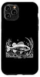 Coque pour iPhone 11 Pro Line Art Poisson Aquariste & Ichtyologiste Doré jaune