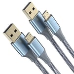 Micro USB Cable 3M 2Pack Long Micro USB Android Charger Cable Nylon Braided USB A to Micro Cord Compatible with Galaxy S7 S6 S5 J7 Edge Note 5,Kindle Fire,PS4 Controller,and More Micro USB-Grey