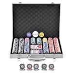 VEVOR Mallette de Poker 500 Jetons de Poker en Plastiques et Alu 11,5 g 40 x 3,3 mm avec 2 Jeux de Cartes 1 Bouton de Croupier et 2 Boutons Blind pour Blackjack Texas Jeux de Hasard Casino à Domicile