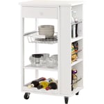 Sobuy - Desserte à roulettes, Meuble rangement, Kitchen Trolley Chariot de Cuisine en bois, L50cmxH85cmxP37cm -Blanc FKW12-W ®