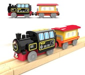 Battery Operated Locomotive Train for Wooden Train Track, Motorized Train Toys for Toddlers, Train Accessories Compatible with Thomas, Brio, Chuggington, Melissa and Doug (Battery Not Included)